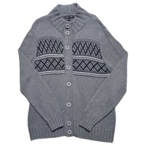 Garret Scott Geometric Winter Cardigan Sweater Mens L Fair Isle Thick Knit‎